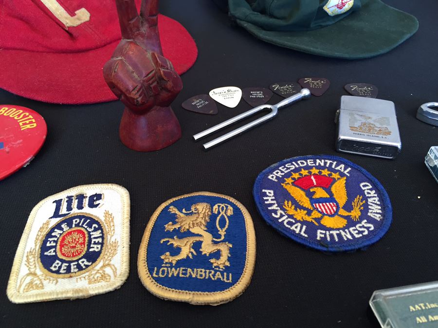 Men's Keepsake Lot Includes Various Metals, Ribbons, Beer Patches And Belt Buckles, Zippo Lighter, Bracelets And More [Photo 28]