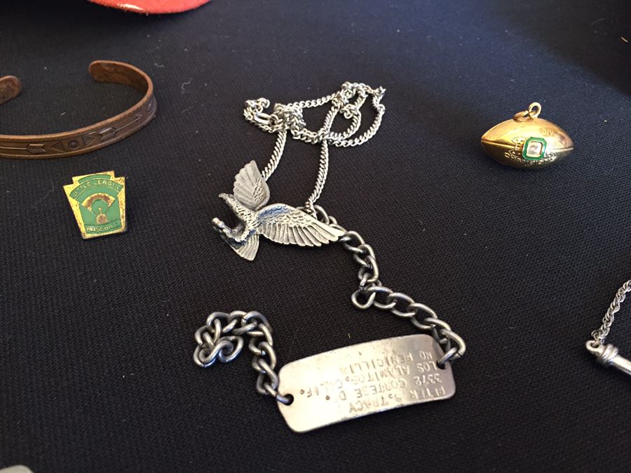 Men's Keepsake Lot Includes Various Metals, Ribbons, Beer Patches And Belt Buckles, Zippo Lighter, Bracelets And More [Photo 16]