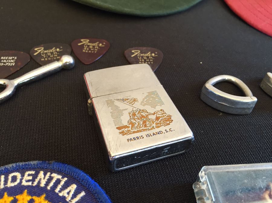 Men's Keepsake Lot Includes Various Metals, Ribbons, Beer Patches And Belt Buckles, Zippo Lighter, Bracelets And More [Photo 8]