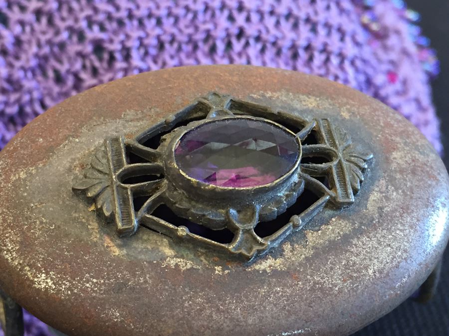 Vintage Purple Pouch / Coin Purse With Expandable Metal Neck [Photo 7]