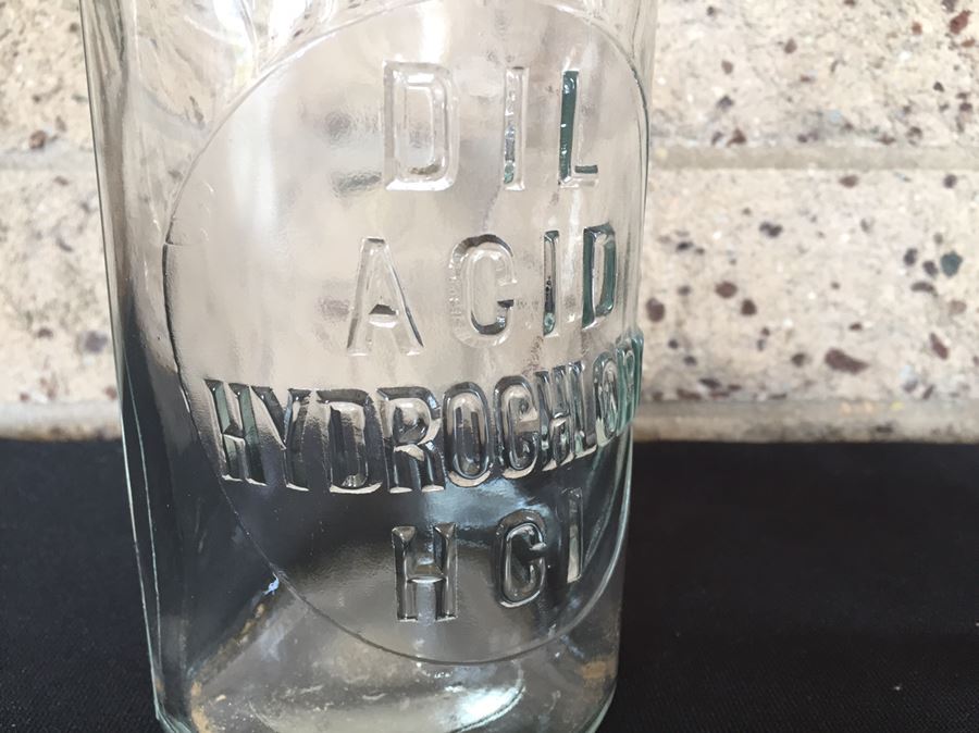 Vintage Glass Lot Featuring A Hydrochloric Acid Bottle And Glass Insulator [Photo 4]
