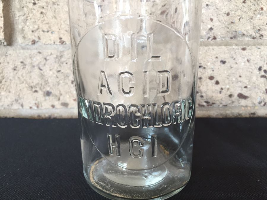 Vintage Glass Lot Featuring A Hydrochloric Acid Bottle And Glass Insulator [Photo 3]
