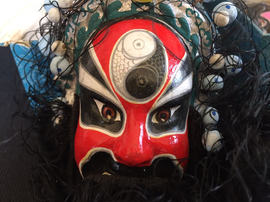 Pair Of Vintage Japanese Painted Masks In Original Boxes [Photo 6]