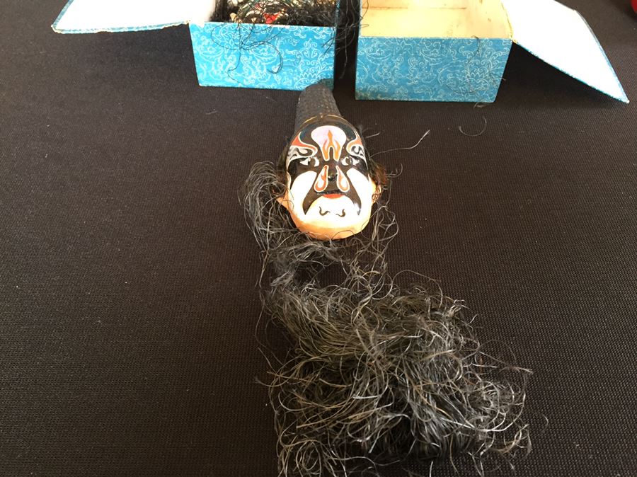 Pair Of Vintage Japanese Painted Masks In Original Boxes [Photo 7]