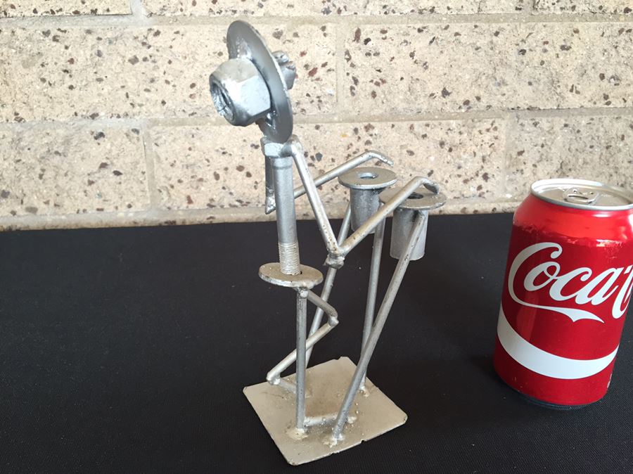 Metal Sculpture Of Drummer From Ghana West Africa [Photo 2]