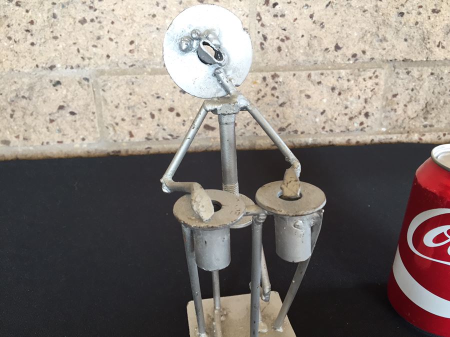 Metal Sculpture Of Drummer From Ghana West Africa [Photo 4]