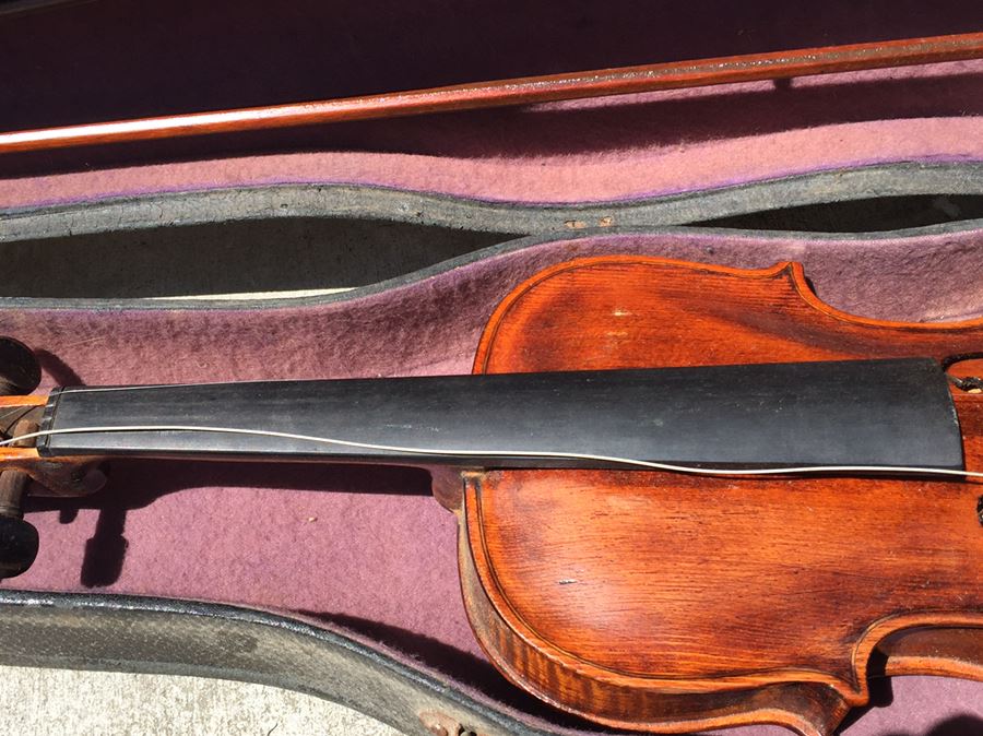 Old German Hopf Violin In Case With Two VOIRIN Bows