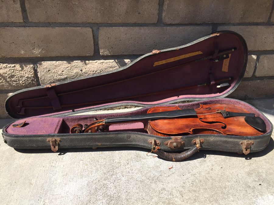 Old German Hopf Violin In Case With Two VOIRIN Bows