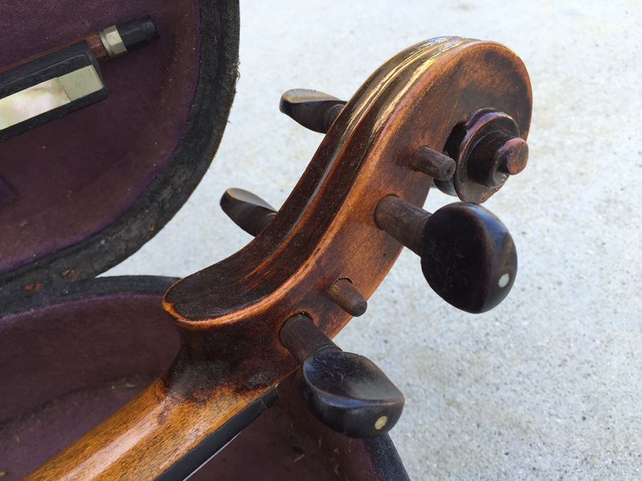 Old German Hopf Violin In Case With Two Voirin Bows