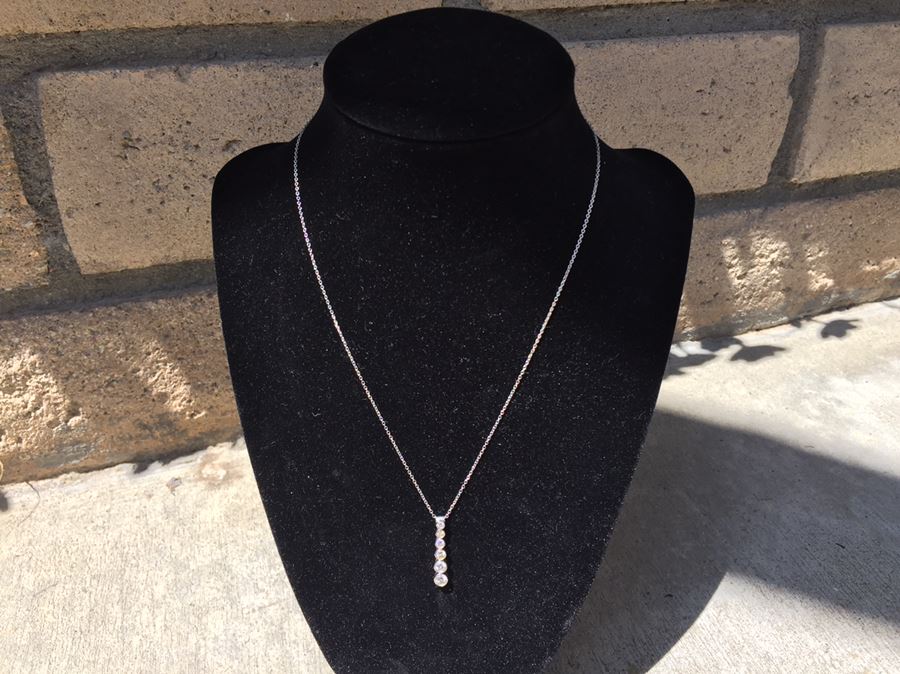 TIFFANY & Co. Platinum Diamond Jazz Graduated Drop Pendant Necklace 6 Diamonds Estimate $2,000