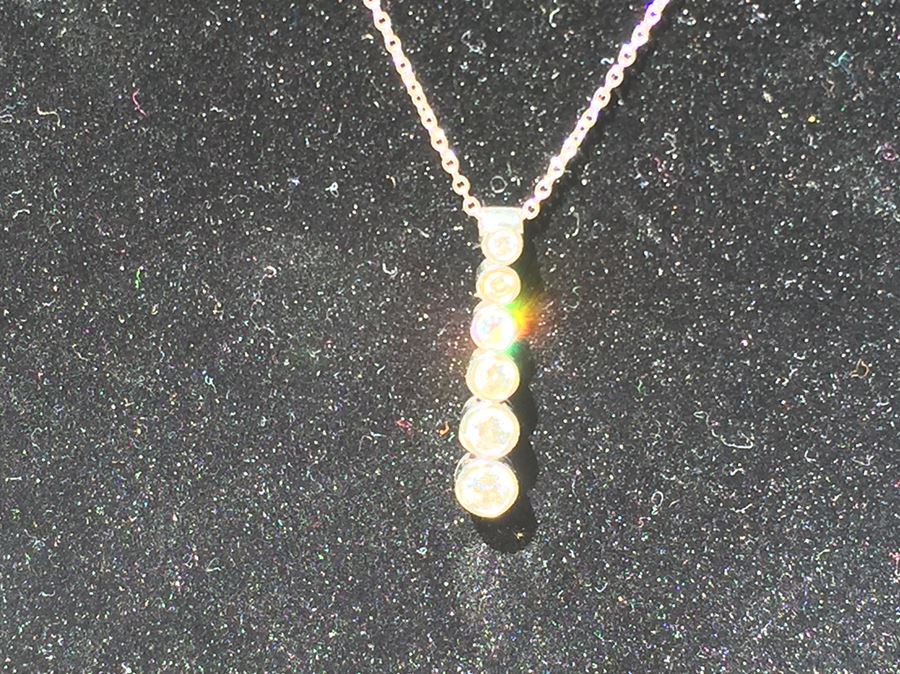 TIFFANY & Co. Platinum Diamond Jazz Graduated Drop Pendant Necklace 6 Diamonds Estimate $2,000 [Photo 4]