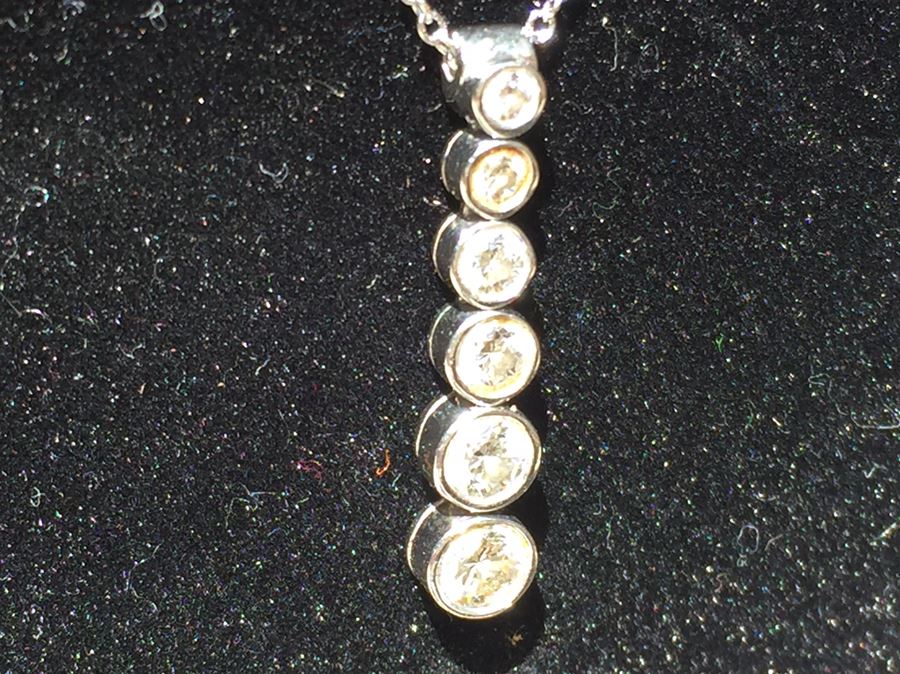 TIFFANY & Co. Platinum Diamond Jazz Graduated Drop Pendant Necklace 6 Diamonds Estimate $2,000 [Photo 6]