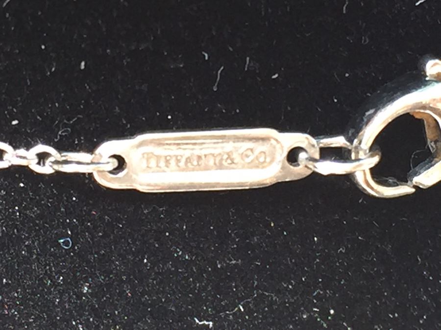 TIFFANY & Co. Platinum Diamond Jazz Graduated Drop Pendant Necklace 6 Diamonds Estimate $2,000 [Photo 12]