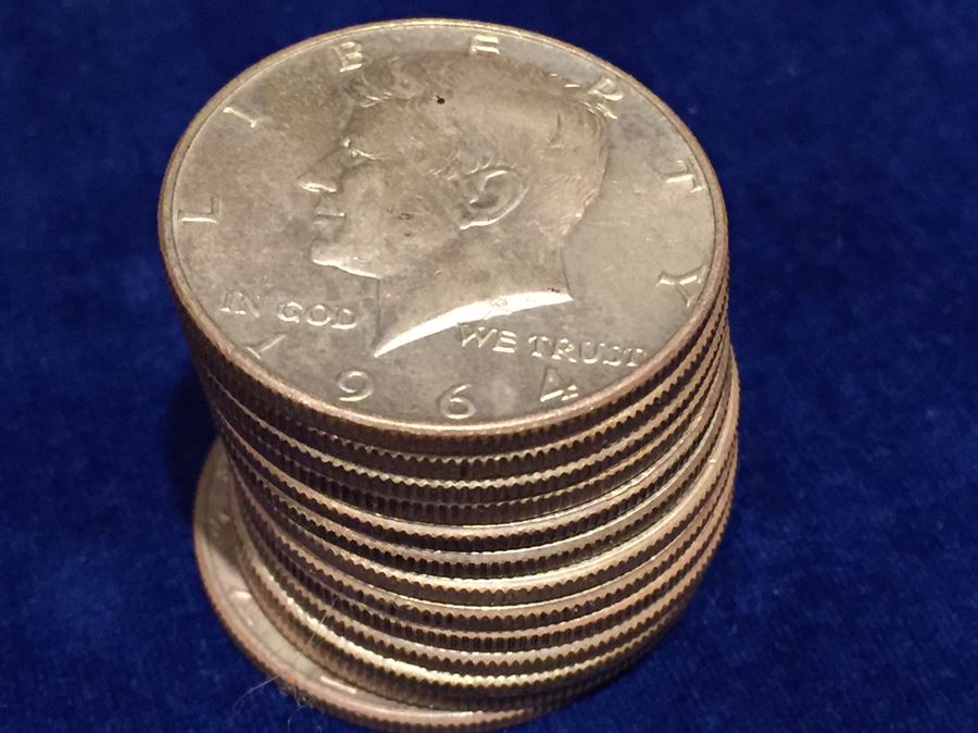 (13) 1964 Kennedy Half Dollars 90% Silver Content 162 Grams Total Weight Melt Value $95.50 [Photo 1]