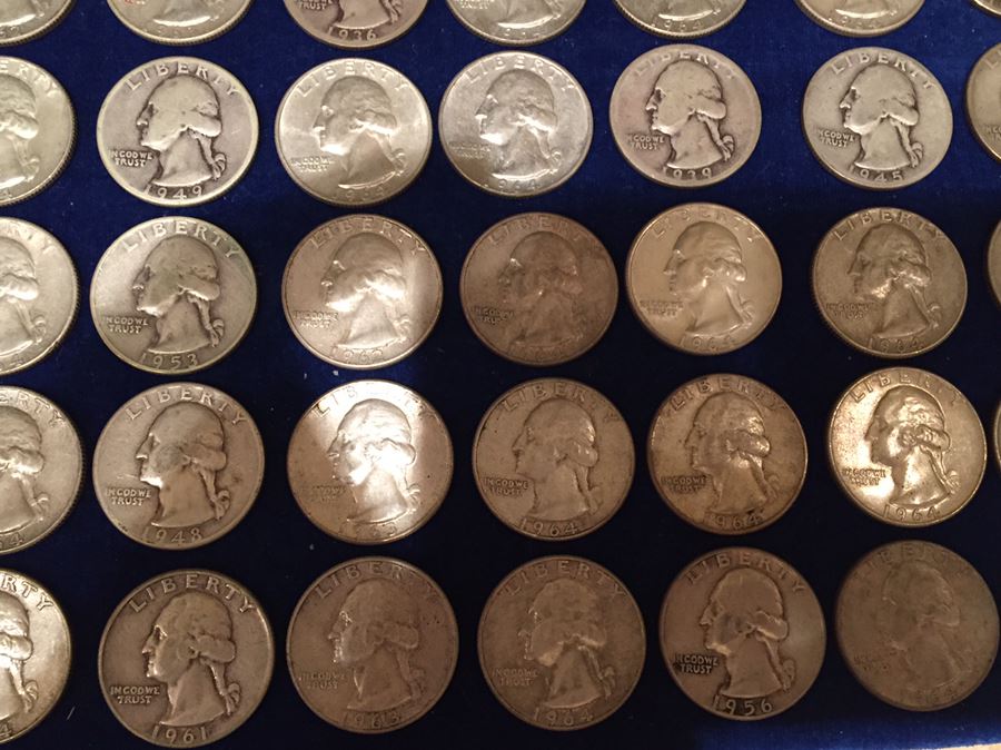 Huge Collection Of Silver Washington Quarters 1009 Grams Total Melt Value 598
