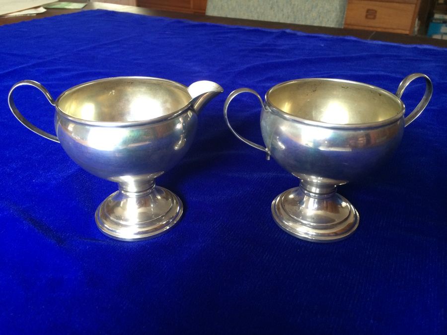Sterling Weighted Sugar Bowl and Creamer