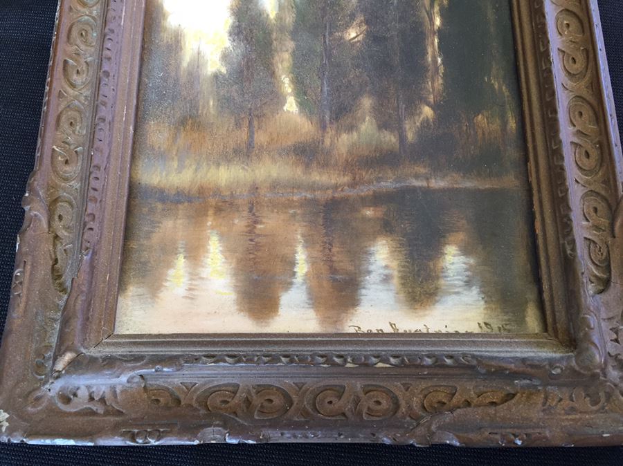 Early 1915 Well Executed Original Plein Air Oil Painting In Old Frame Signed Lower Right By Ben Austrian [Photo 2]