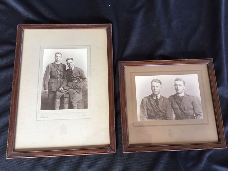 Pair Of Framed Military Photos Priest 1918 London England Photography Studio Lafayette