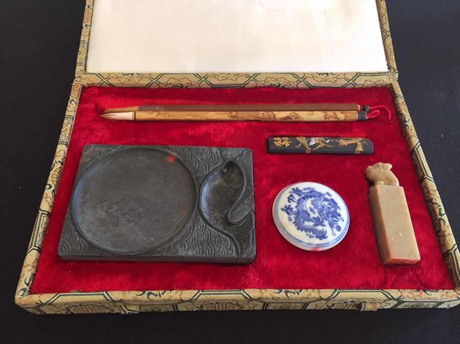 Vintage Chinese Collagraphy Set Excellent Condition.