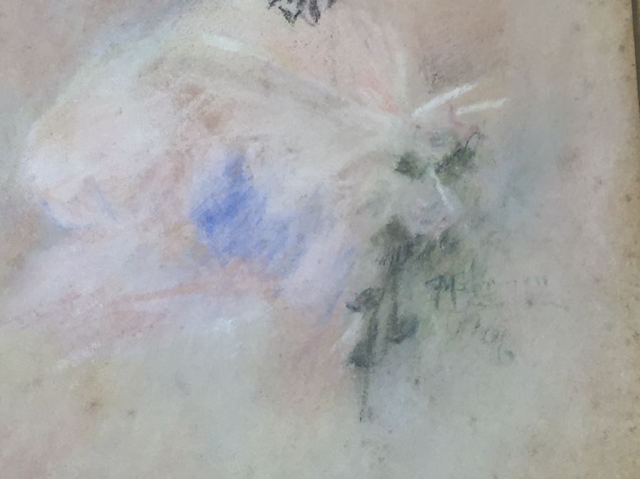 Pair Of Vintage Framed 1906 Original Pastel Paintings Of Women Signed Gorman [Photo 8]