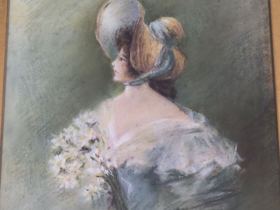 Pair Of Vintage Framed 1906 Original Pastel Paintings Of Women Signed Gorman [Photo 6]