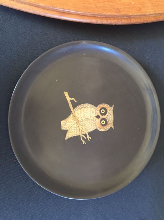 Mid-Century Dansk Teak Tray And Vintage Couroc Owl Tray [Photo 4]