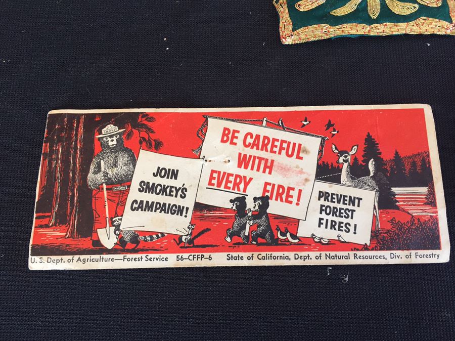 Home Decor Lot Includes Horn, Silk Trinket Box, India Purse, Smokey The Bear Ephemera And Various Items Photographed [Photo 3]