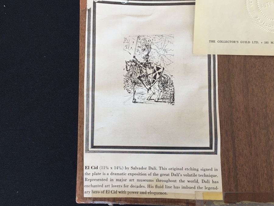 Salvador Dali Original Etching Titled 'El Cid' With Certificate Of Authenticity [Photo 12]