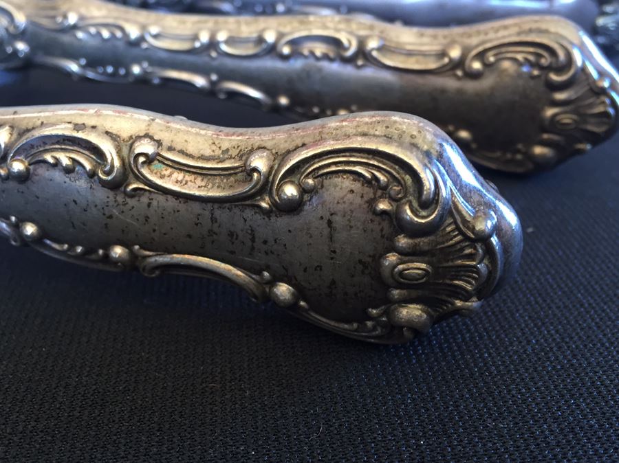 Sterling Silver Handles Knife Carving Set Total Weight 545g [Photo 4]