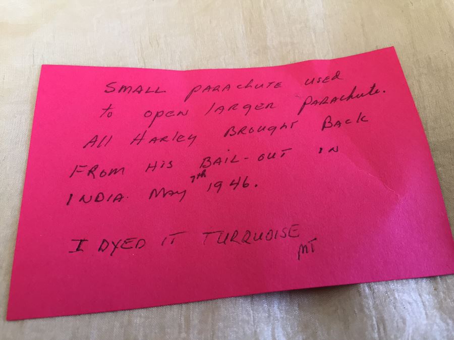 US Army Air Forces Small Parachute Used To Open Larger Parachute From Bail Out Over India May 1946 [Photo 2]