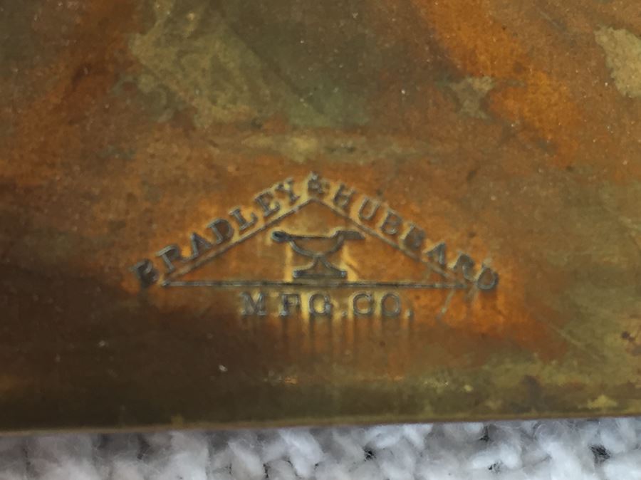 Vintage Bradley & Hubbard Brass Desk Set Plus Wooden Photo Cube [Photo 3]