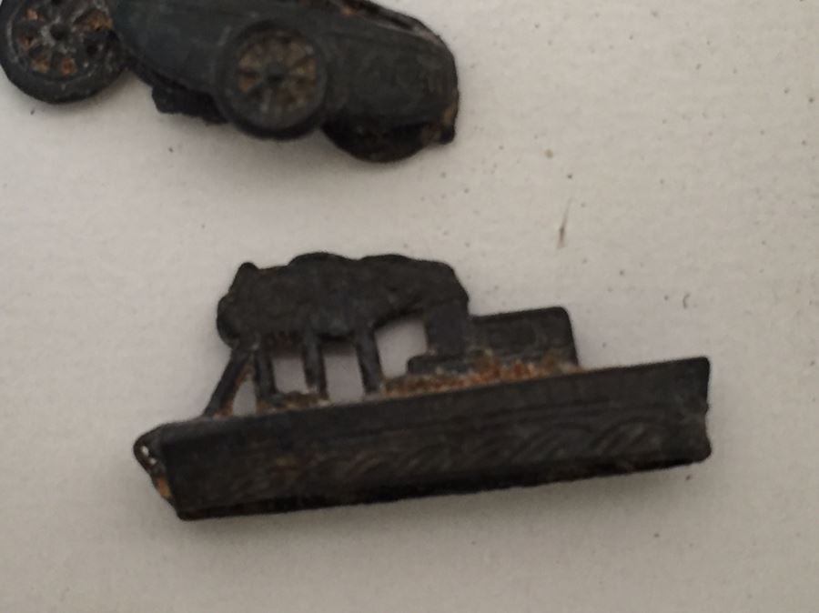 Miniature Metal Figurines Made In Japan Motorcycle With Sidecar, Steamship, Rocking Horse, Fish [Photo 4]