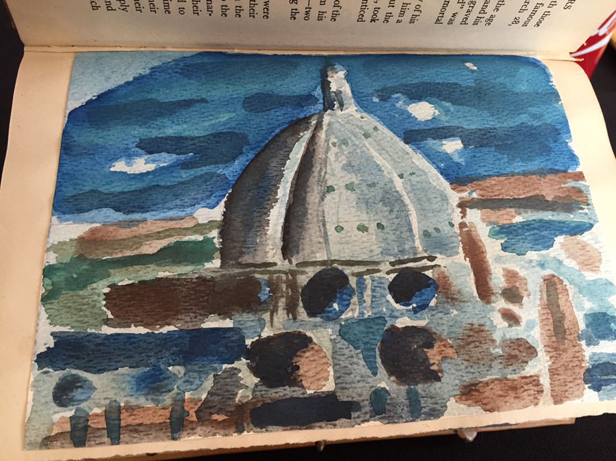 Scrapbook With Various Stamps And Original Watercolor Paintings [Photo 6]