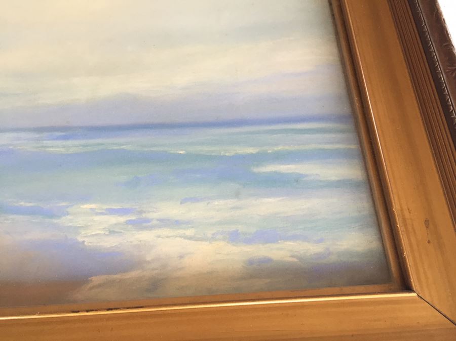 Well Executed Original Painting Beach Scene In Old Frame Signed Lower Left Artist Signature Unknown [Photo 6]