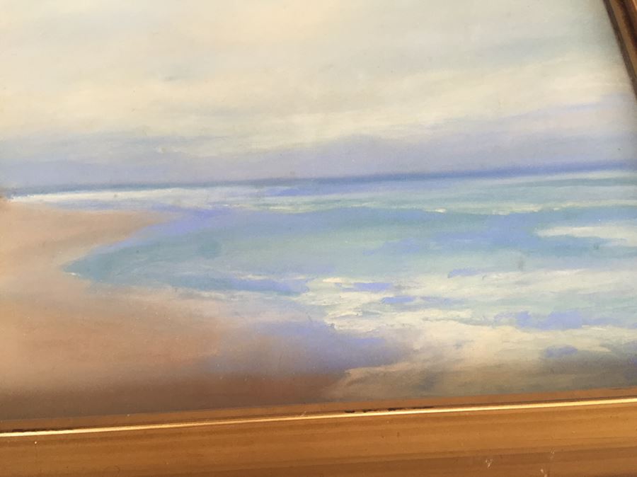 Well Executed Original Painting Beach Scene In Old Frame Signed Lower Left Artist Signature Unknown [Photo 3]