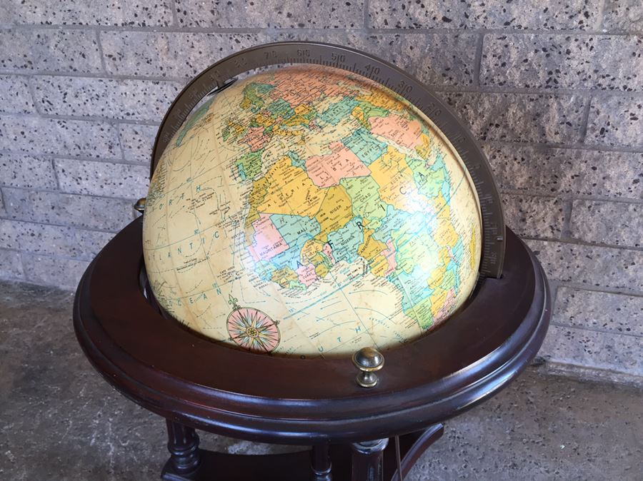 16 Inch Diameter Heirloom Globe By Replogle With Stand And Light
