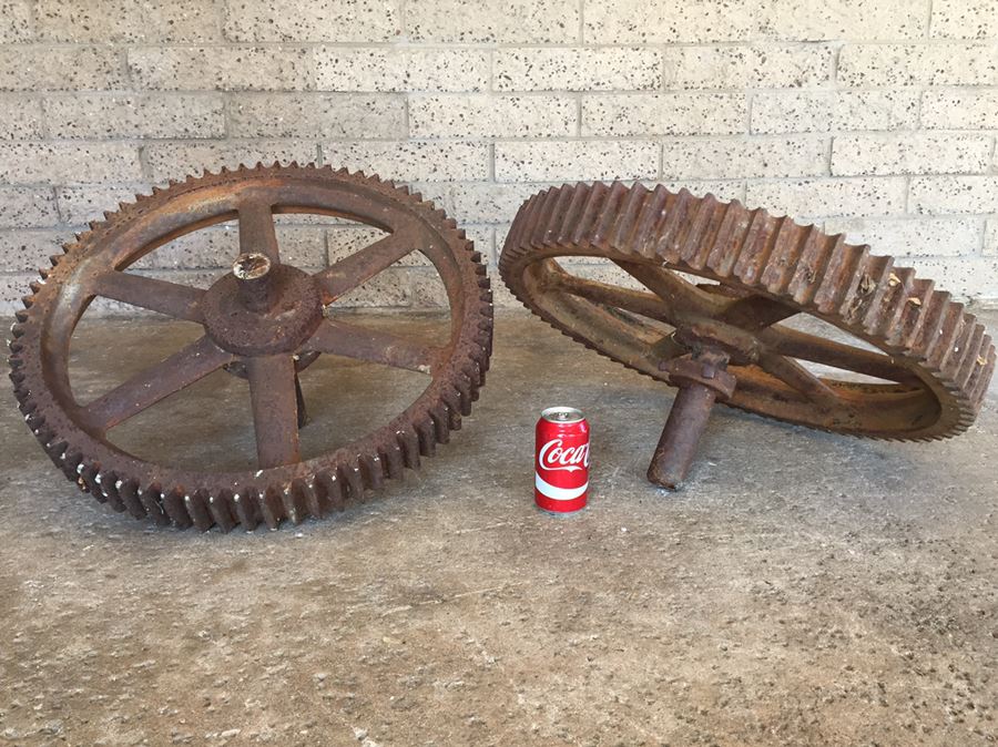 Massive Industrial Wrought Iron Working Gears