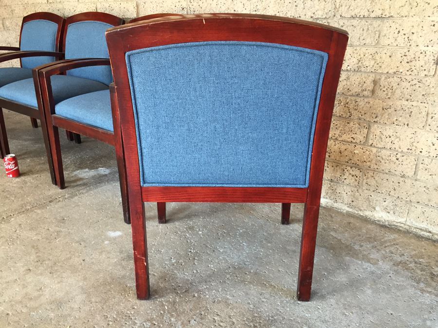Set Of 4 Nice Upholstered Wood Office Chairs [Photo 6]
