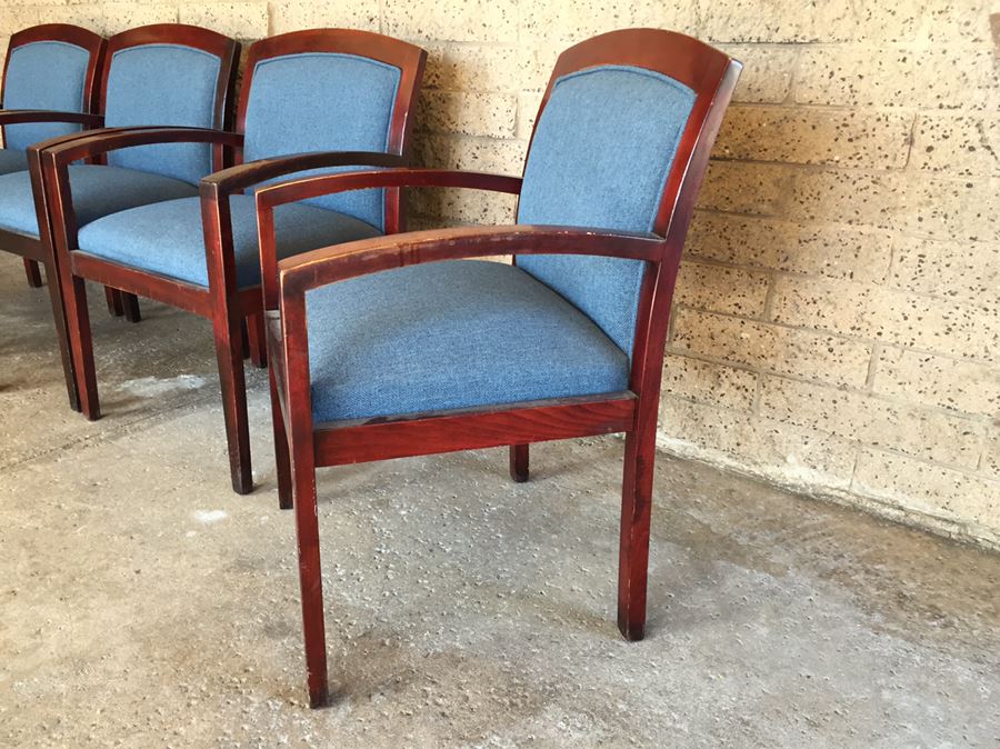 Set Of 4 Nice Upholstered Wood Office Chairs [Photo 9]