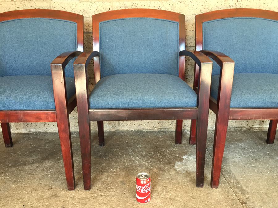 Set Of 4 Nice Upholstered Wood Office Chairs [Photo 2]