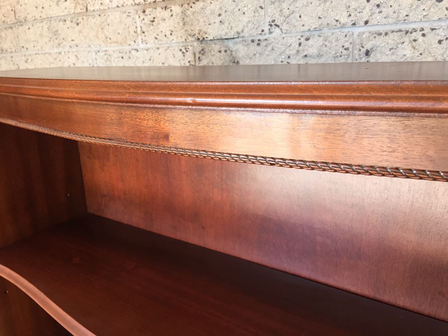 Vintage Wooden Adjustable Bow Front Bookshelf 5 Shelves Excellent Condition [Photo 4]