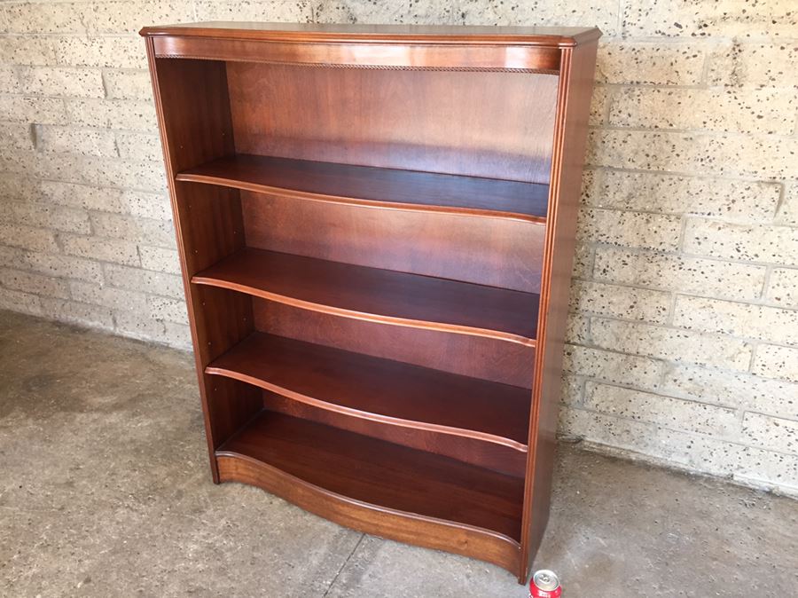 Vintage Wooden Adjustable Bow Front Bookshelf 5 Shelves Excellent Condition [Photo 8]