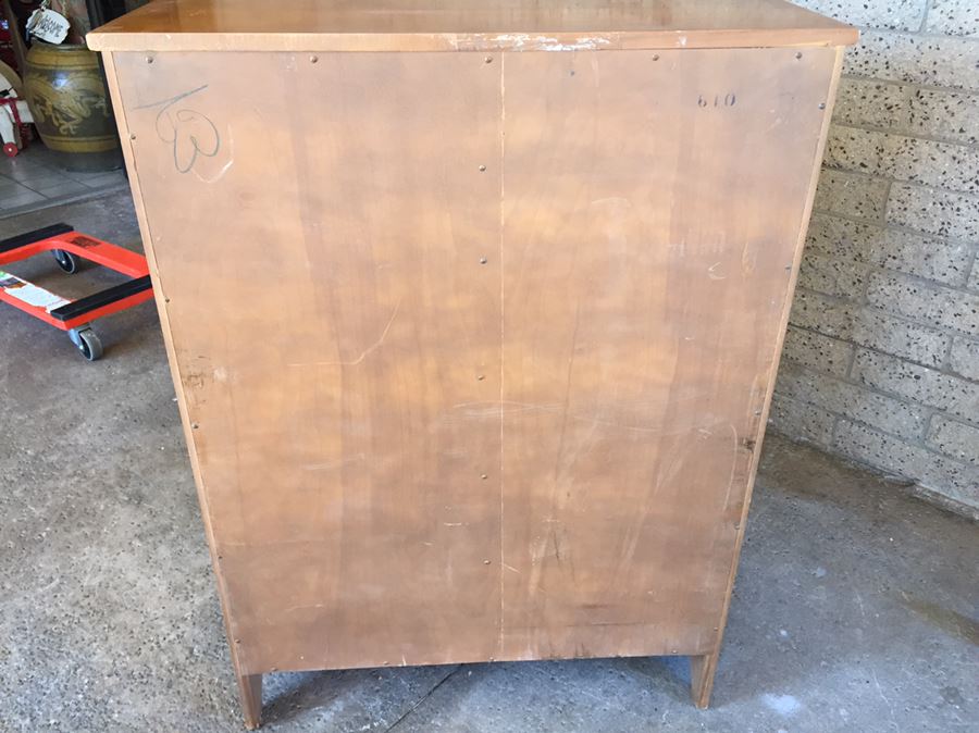 Vintage Maple Five Drawer Chest Of Drawers With Pull-Out Desk [Photo 13]