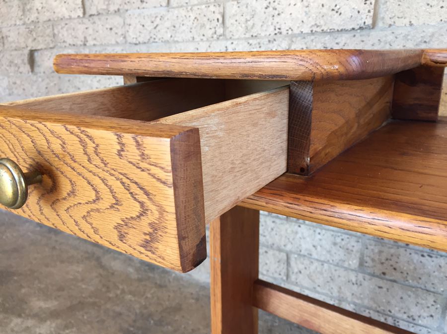 Small Oak Writing Desk With Drawer [Photo 8]