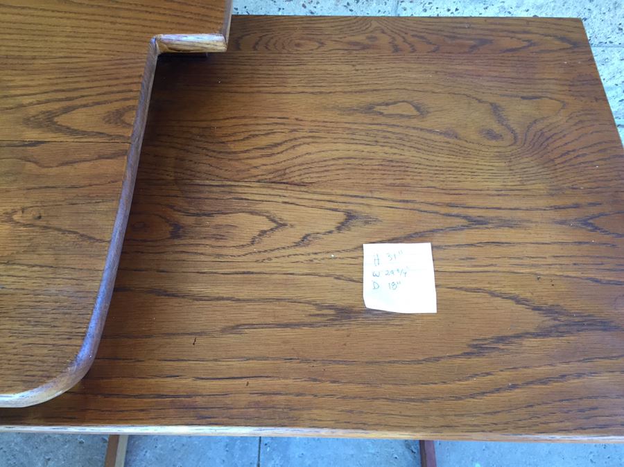 Small Oak Writing Desk With Drawer [Photo 4]