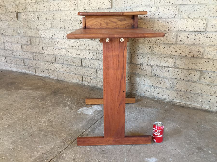 Small Oak Writing Desk With Drawer [Photo 3]