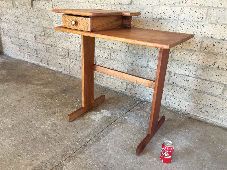 Small Oak Writing Desk With Drawer [Photo 6]