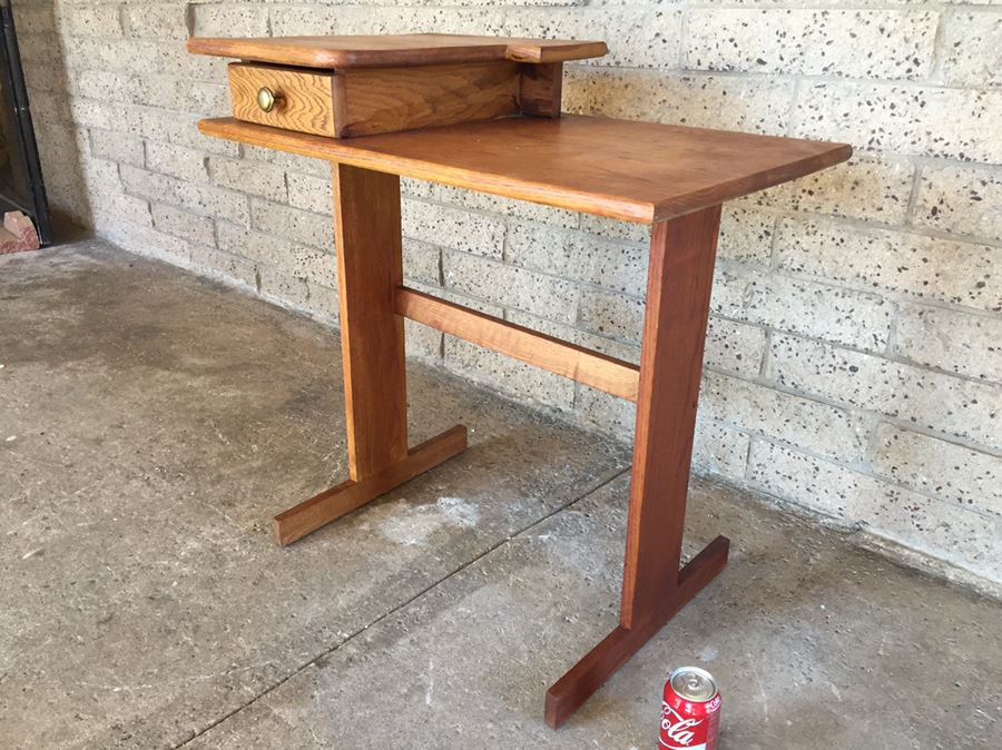 Small Oak Writing Desk With Drawer