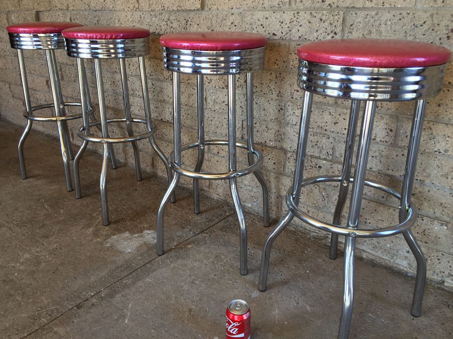 (4) Contemporary Chrome Swivel Bar Stools [Photo 2]