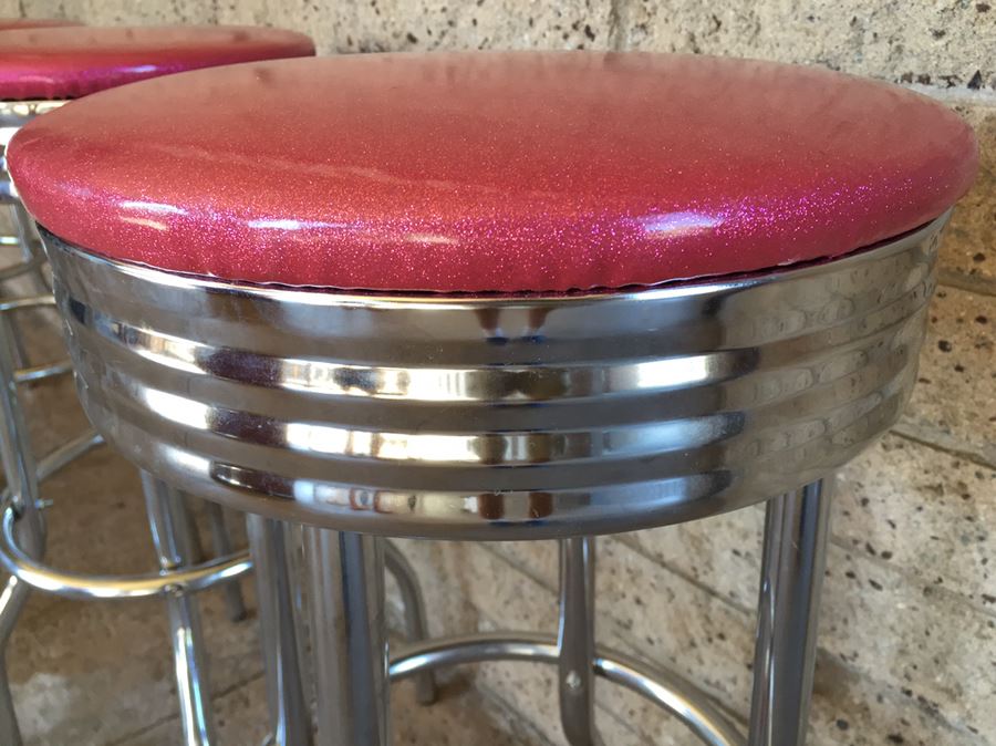 (4) Contemporary Chrome Swivel Bar Stools [Photo 3]